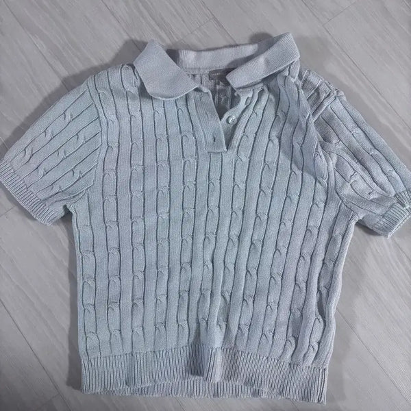 [BUNJANG] SPAO Cable Knit Short Sleeve T-Shirt / 스파오 케이블 니트 반팔