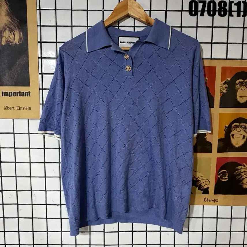 [BUNJANG] Karl Lagerfeld Collar Knit Blue Size 100 / 칼 라거펠트 카라 니트 블루 100