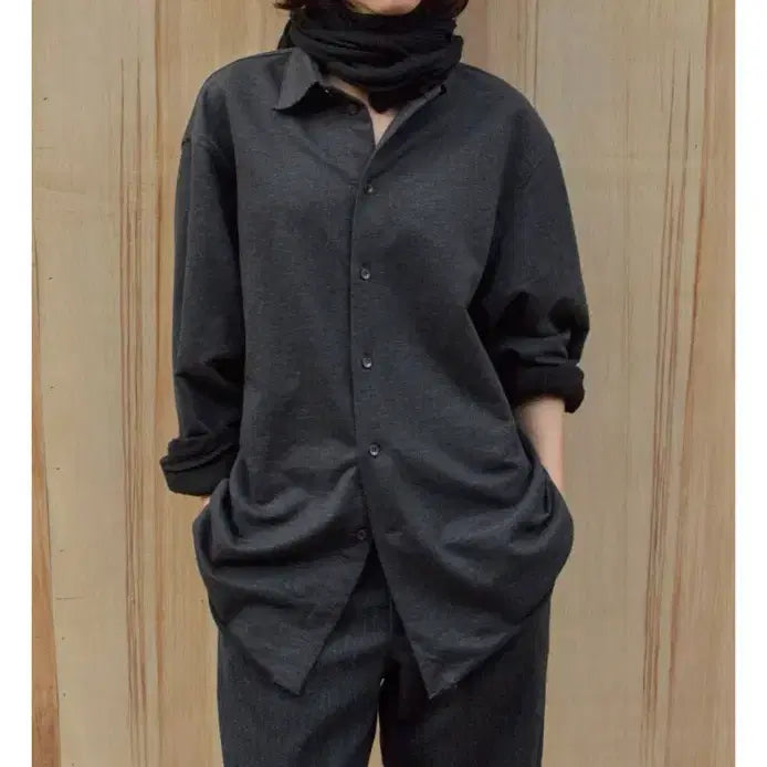 [BUNJANG] Mudule Oversized Shirt Deep Grey / 머듈 오버사이즈 셔츠 딥그레이 0