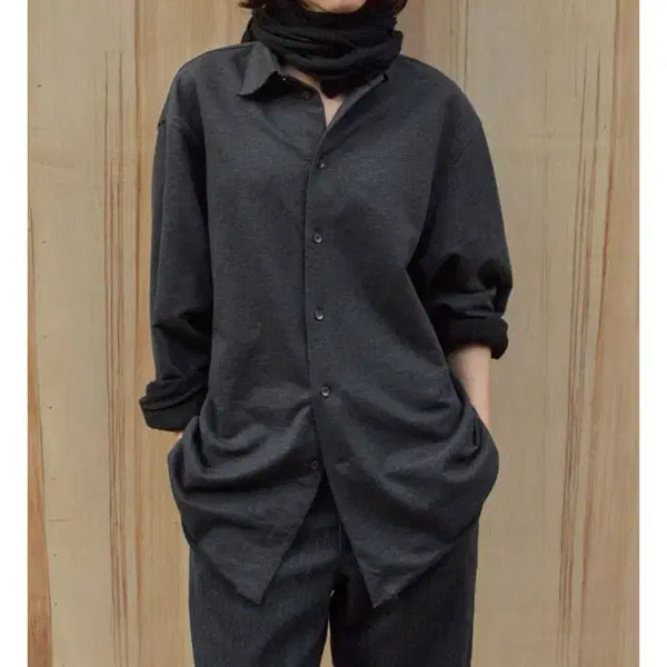 [BUNJANG] Mudule Oversized Shirt Deep Grey / 머듈 오버사이즈 셔츠 딥그레이 0