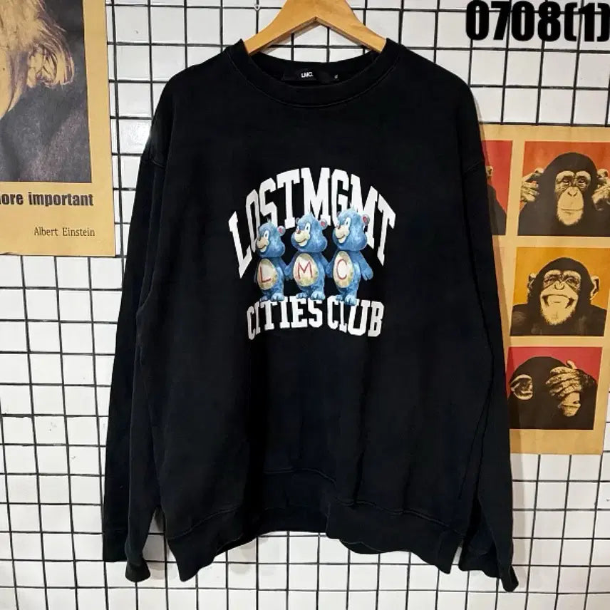[BUNJANG] LMC Bear Print Sweatshirt XL / LMC 맨투맨 블랙bear 프린트 XL