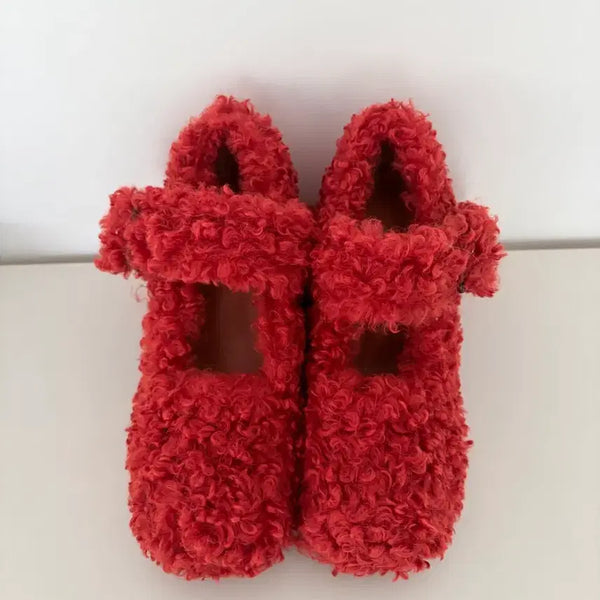 [BUNJANG] Mary Jane Shoes Red Size 250 / 퍼 메리제인 레드 250