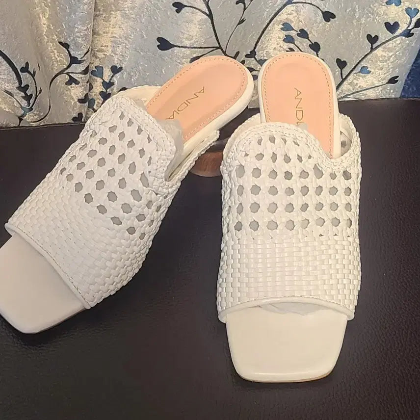 [BUNJANG] ANDIATA Women's Rattan Lambskin Slide Sandals White 240mm / (새상품) 예쁜 여성라탄 양가죽 슬리퍼샌들(화이트/240mm)