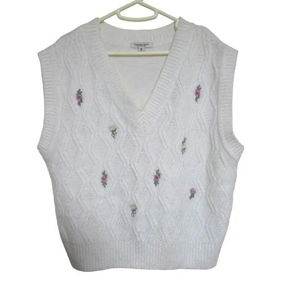 [BUNJANG] Thursday Island Floral Pattern Wool Knit Vest (M) / 써스데이아일랜드 플라워 패턴 울 니트 조끼 (M)