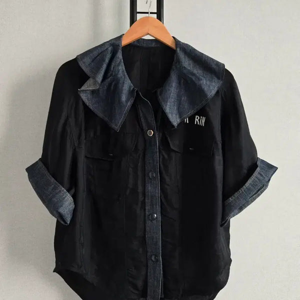 [BUNJANG] Ozsecon Denim Collar Raglan Sleeve Shirt / 한섬 오즈세컨 데님 카라  나그랑 셔츠