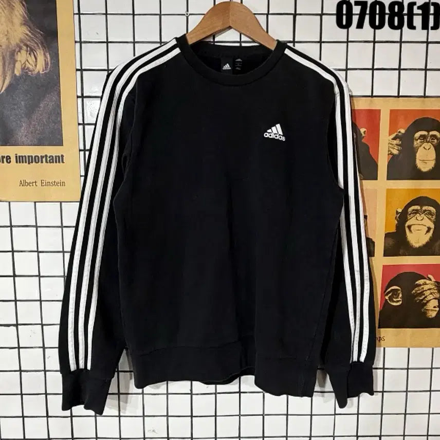 [BUNJANG] Adidas Three-Stripes Sweatshirt Black L / 아디다스 삼선 맨투맨 블랙 L