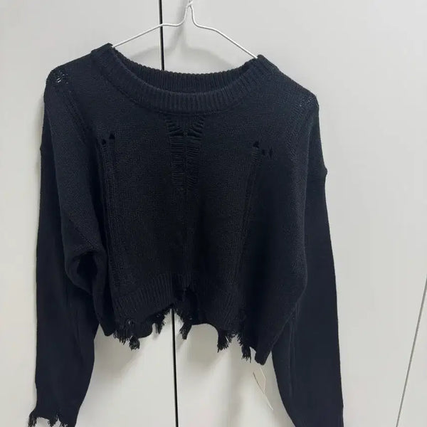 [BUNJANG] Mihyang Unnipae Son General Store Black Crop Knit / 미향언니패손 잡화점 블랙 크롭 니트