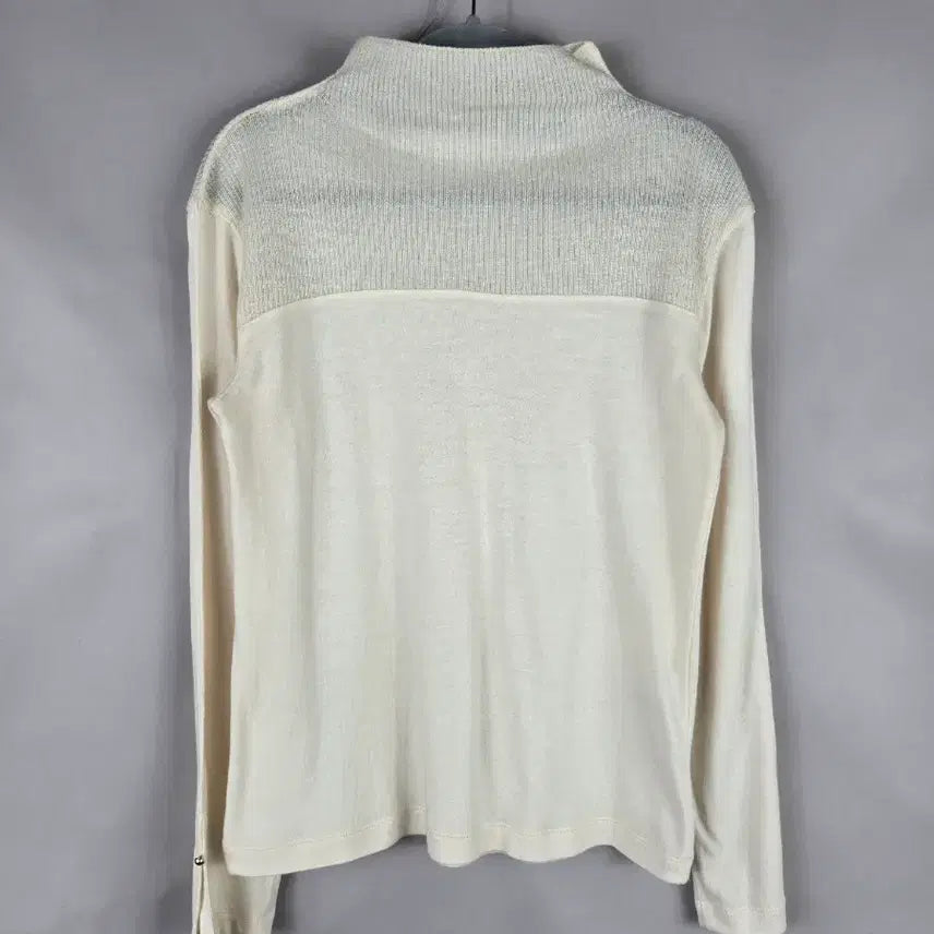 [BUNJANG] SJSJ Women's Cream Mock Neck Long Sleeve Metal Knit (Size F 85) / [무료배송]한섬 SJSJ 여성 85 F 반목 긴팔 메탈 니트 크림