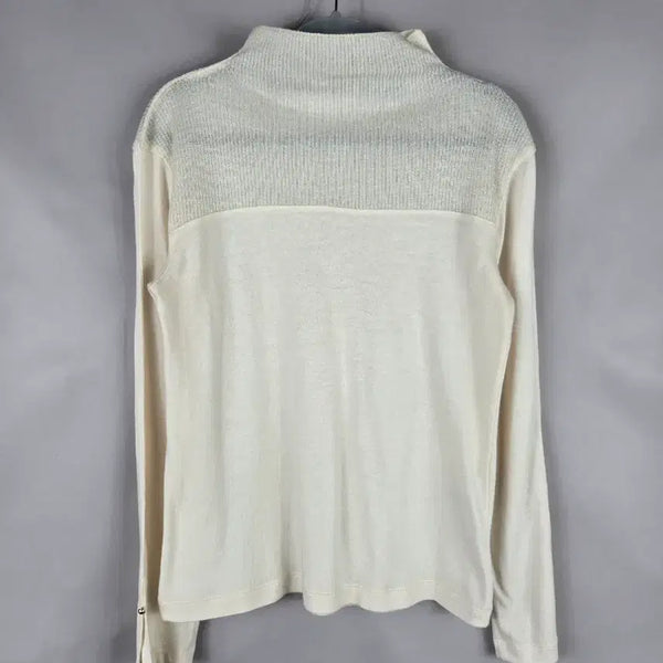 [BUNJANG] SJSJ Women's Cream Mock Neck Long Sleeve Metal Knit (Size F 85) / [무료배송]한섬 SJSJ 여성 85 F 반목 긴팔 메탈 니트 크림