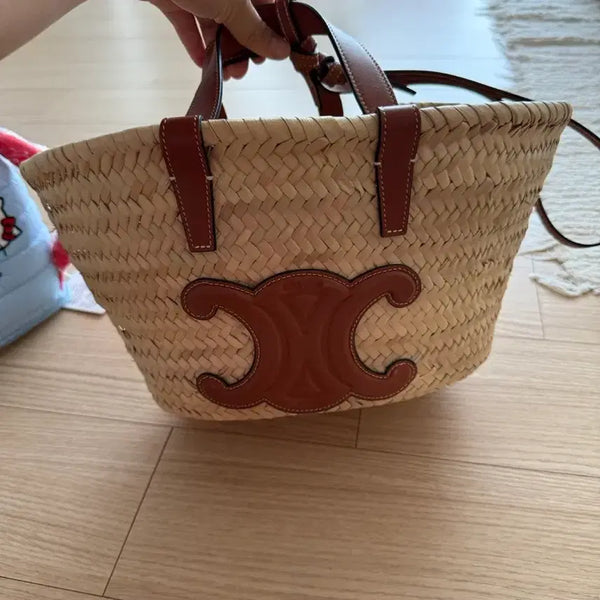 [BUNJANG] Celine Triomphe Panier Raffia Tote Bag (Small) / 셀린느 트리옹프 파니에 라탄 토트백
