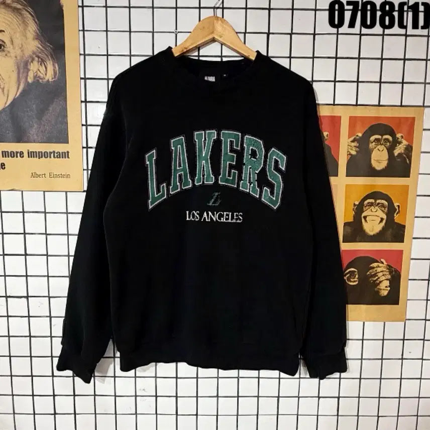 [BUNJANG] NBA Los Angeles Lakers Logo Black Sweatshirt (M) / NBA 맨투맨 블랙 M