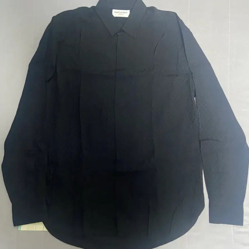 [BUNJANG] Saint Laurent Black Rayon Jacquard Shirt / 생로랑 다이아몬드 자카드 블랙 레이온 셔츠 38