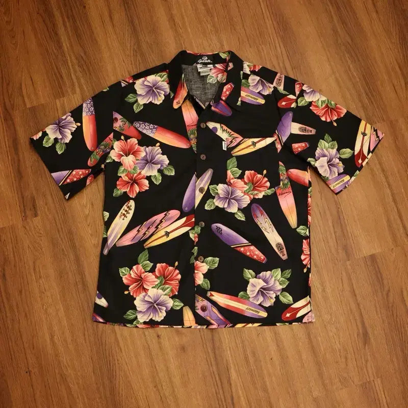 [BUNJANG] 90s Vintage Surfboard Hawaiian Shirt / 90년대 빈티지 서핑보드패턴 하와이안셔츠 판매