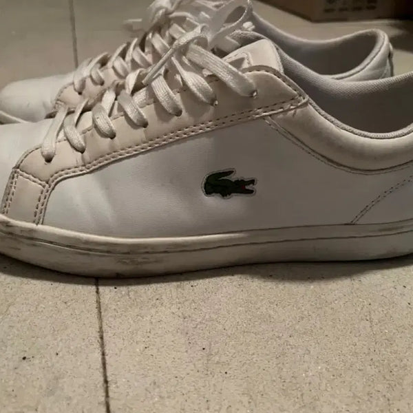 [BUNJANG] Lacoste Leather White Sneakers UK 6.5 / [정품] 라코스테 가죽 흰색 스니커즈 UK 6.5 (5회 미만 착용/상태