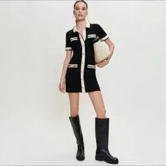 [BUNJANG] Maje Horsebit Short Sleeve Knit Dress / 마쥬 Maje 홀스빗 반팔 니트 원피스 36