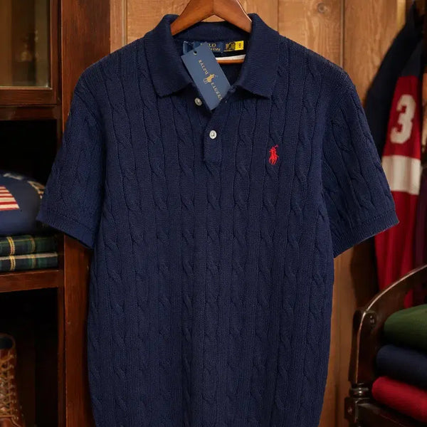 [BUNJANG] Polo Ralph Lauren Cable Knit Short Sleeve Knit Navy / 폴로 케이블 반팔니트