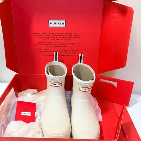 [BUNJANG] Hunter Rain Boots Short Cast (White/Beige) / 헌터 레인부츠 숏_캐스트(화이트.베이지)