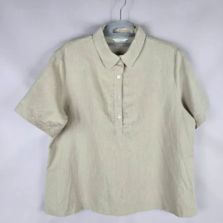 [BUNJANG] Pigment Linen 100% Short Sleeve Shirt / [무료배송]피그먼트 F 여성 루즈핏 린넨 마 100% 반팔 셔츠
