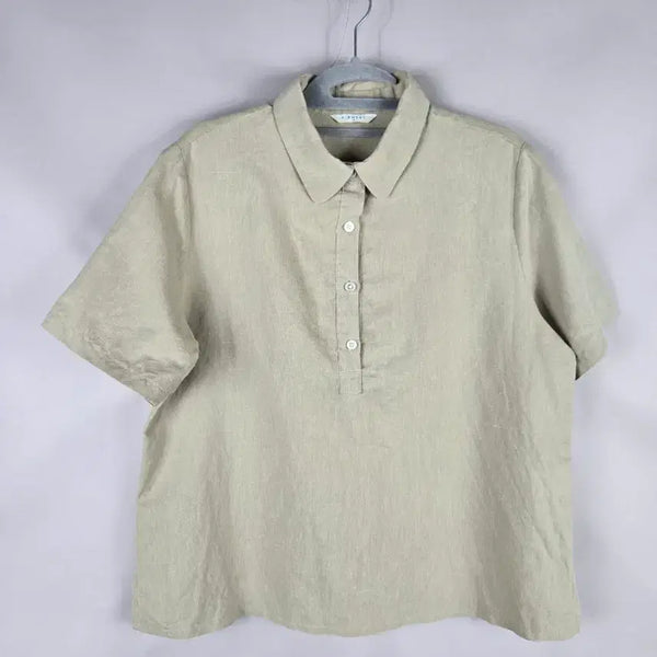 [BUNJANG] Pigment Linen 100% Short Sleeve Shirt / [무료배송]피그먼트 F 여성 루즈핏 린넨 마 100% 반팔 셔츠