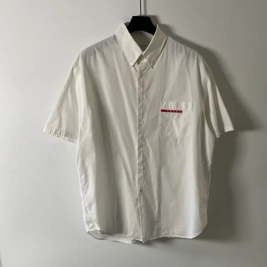 [BUNJANG] Prada Sport White Short Sleeve Shirt XL / 프라다 스포츠 화이트 반팔 셔츠 (on.658)