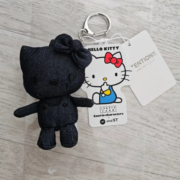 [BUNJANG] Sanrio Roly's Farm Black Denim Mini Plush Keychain - Authentic New Product / 산리오 로리즈팜 블랙 데님 초미니 인형 새제품 정품