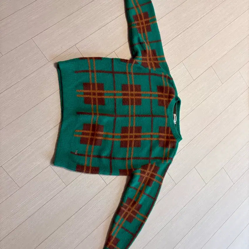 [BUNJANG] Renoma Check Pattern Knit Green / 레노마 체크 패턴 니트 그린