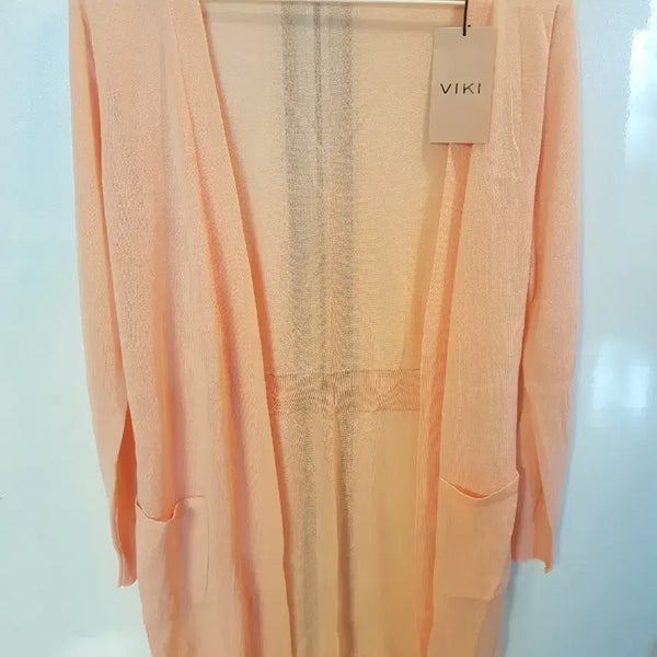 [BUNJANG] VIKI Long Knit Cardigan (Soft Coral, Size 55) / 비키 VIKI 연코랄 롱 니트 가디건 55 (새제품)