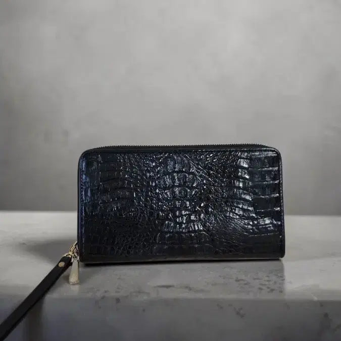 [BUNJANG] Genuine Crocodile Leather Clutch Long Wallet / 리얼 악어 가죽 클러치 장지갑