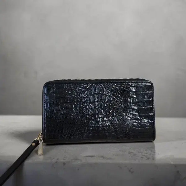 [BUNJANG] Genuine Crocodile Leather Clutch Long Wallet / 리얼 악어 가죽 클러치 장지갑