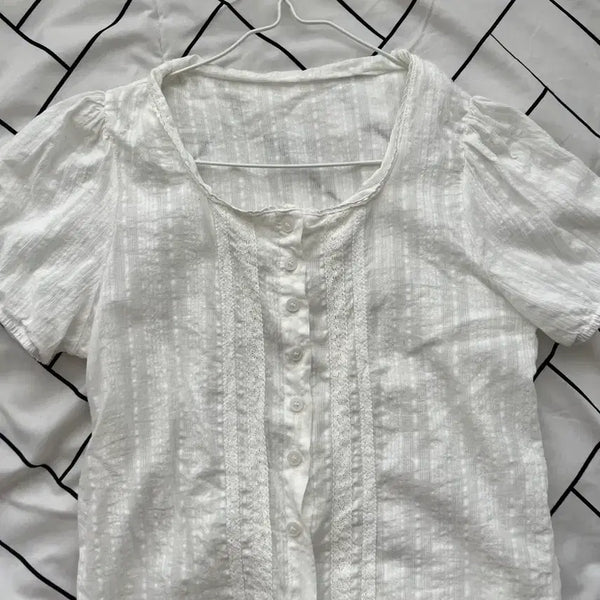[BUNJANG] White Short Sleeve Blouse / 반팔 블라우스