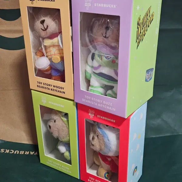 [BUNJANG] Starbucks Toy Story Woody Buzz Alien Forky Bearista Keychain Set (Sealed) / 미개봉4종]스타벅스 토이스토리 우디 버즈 알린 포키 베어리스타 키체인
