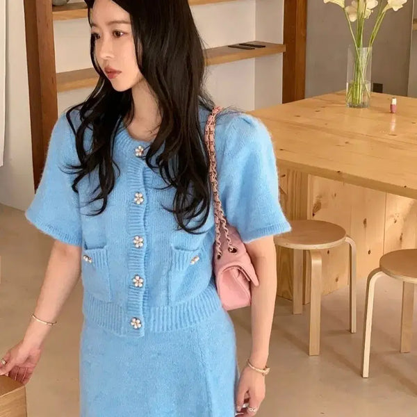 [BUNJANG] Bicini Knit Two-Piece Set / 바이씨니 제작 이사통니트투피스