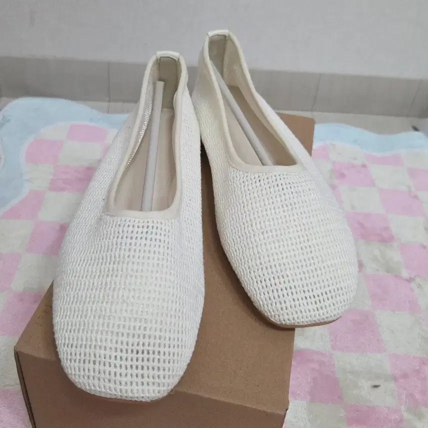 [BUNJANG] Mesh Flat Shoes - White / 메쉬 플랫슈즈 화이트