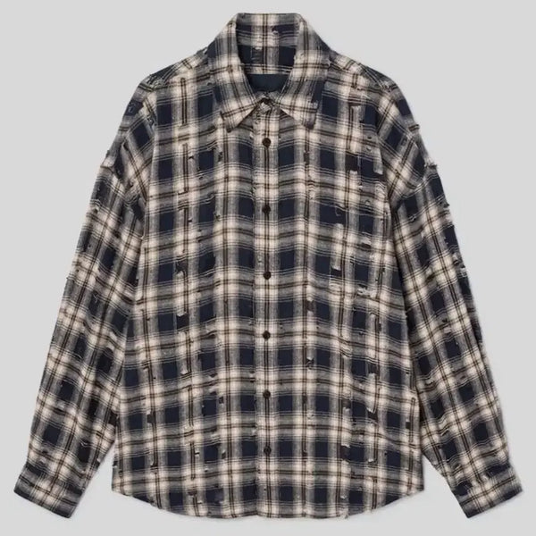 [BUNJANG] Juun.J 26FW Crater Damage Check Max Fit Shirt / [48] 준지 26fw 크레이터 데미지 체크 맥스핏 셔츠 새상품