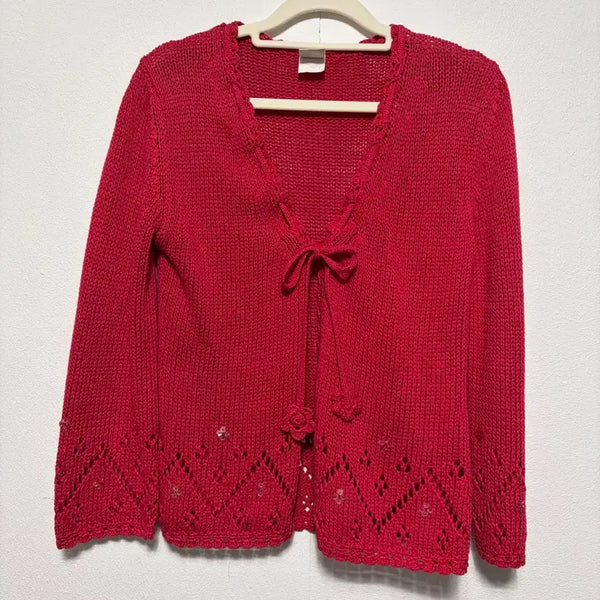 [BUNJANG] Oilily Red Knit Cardigan / 오일일리 빨간색 니트 가디건