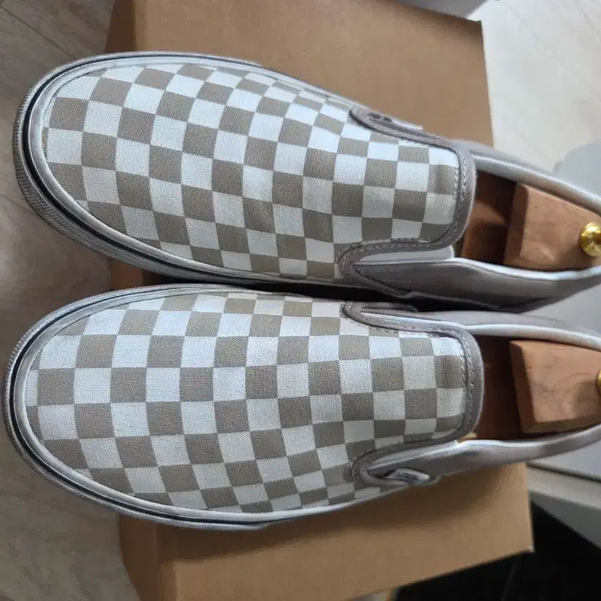 [BUNJANG] Vans Checkerboard Slip-On Beige Shoes / 반스 체커보드 슬립온 베이지