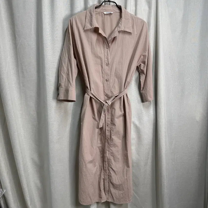 [BUNJANG] She's Miss 7/10 Sleeve Shirt Dress with Belt (Size 66) / 66 쉬즈미스 셔츠형 7부 롱 원피스 (끈 포함)