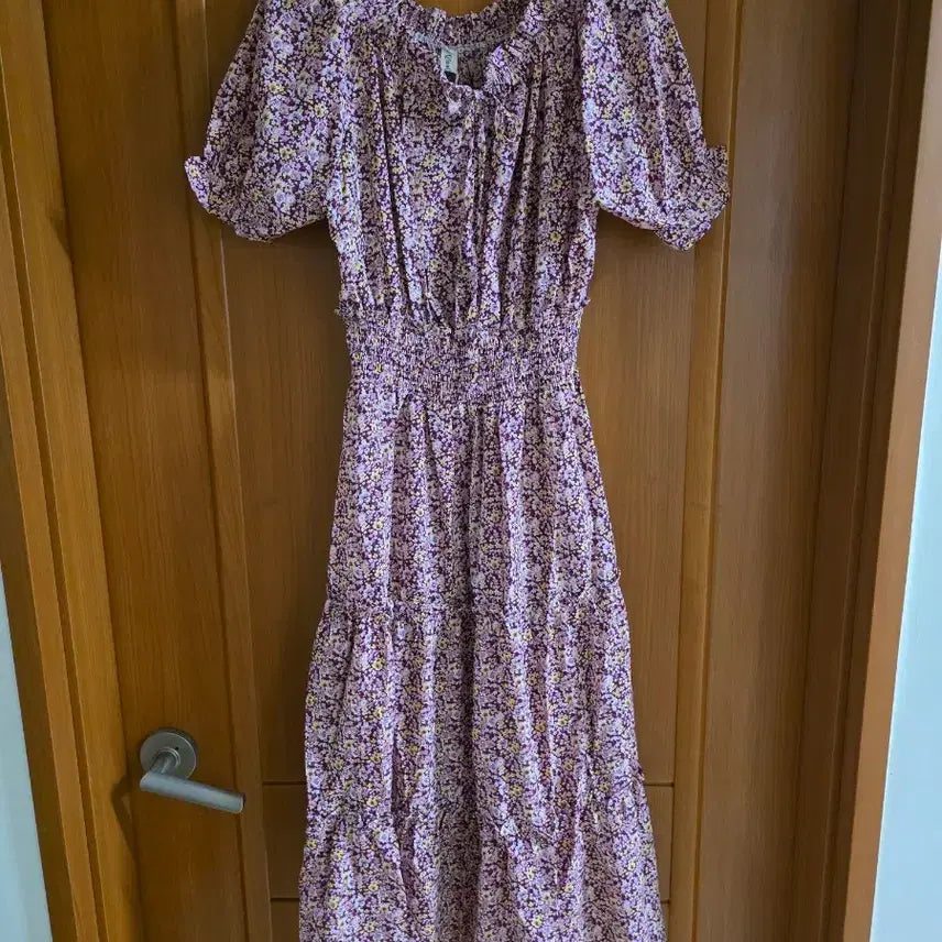 [BUNJANG] Floral Pattern Tiered Long Dress with Waistband / (새상품)  꽃무늬 패턴 허리밴딩 캉캉 롱원피스