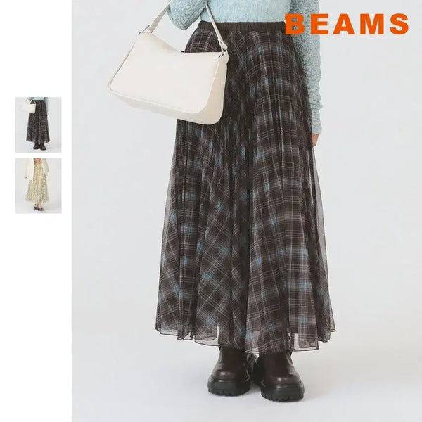 [BUNJANG] Ray BEAMS Ray Tulle Check Pleats Skirt / 빔즈 레이 튤 체크 플리츠 스커트