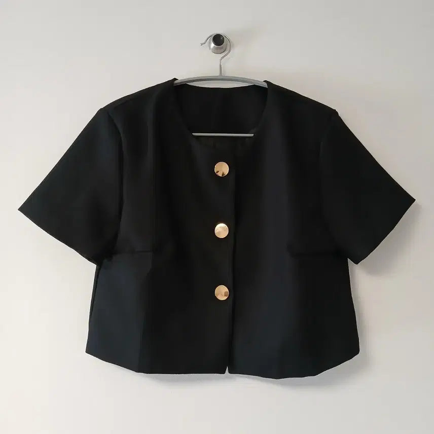 [BUNJANG] Black Cropped Short-Sleeve Jacket / 블랙 크롭 반팔 자켓