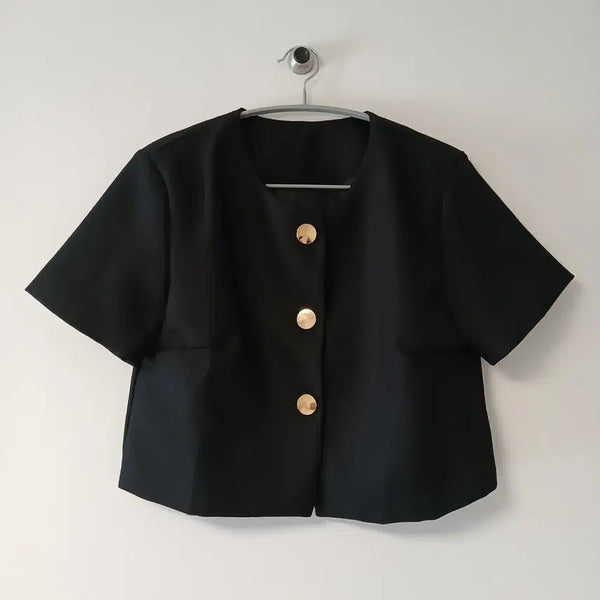 [BUNJANG] Black Cropped Short-Sleeve Jacket / 블랙 크롭 반팔 자켓