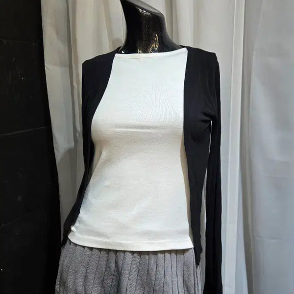 [BUNJANG] Open Front Soft Black Cardigan / 오픈 부드러운 블랙 가디건