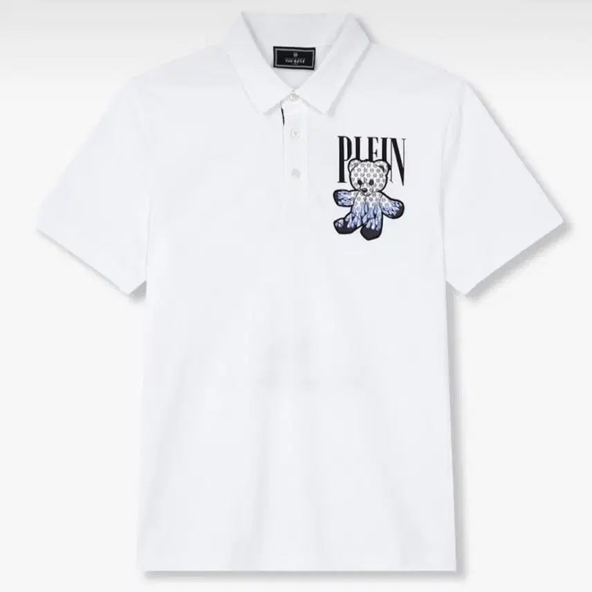 [BUNJANG] Philipp Plein Teddy Patch Polo T-Shirt White / 필플 테디 포인트 남성 티셔츠