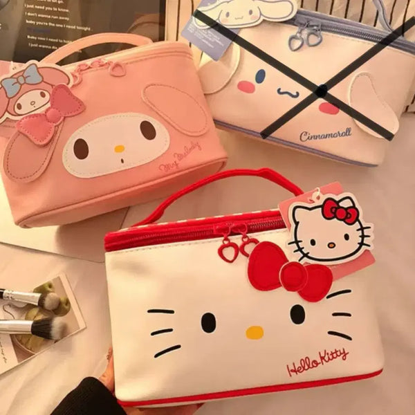 [BUNJANG] Sanrio Leather Check Cosmetic Pouch (Hello Kitty, My Melody) / [새상품] 산리오 가죽 체크 화장품 파우치 (헬로키티, 마이멜로디)