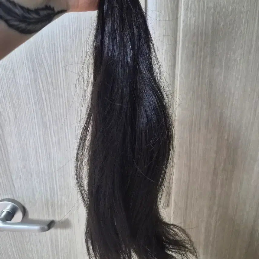 [BUNJANG] 18" Natural Black Human Hair Tape-In Extensions / 붙임머리 인모가발