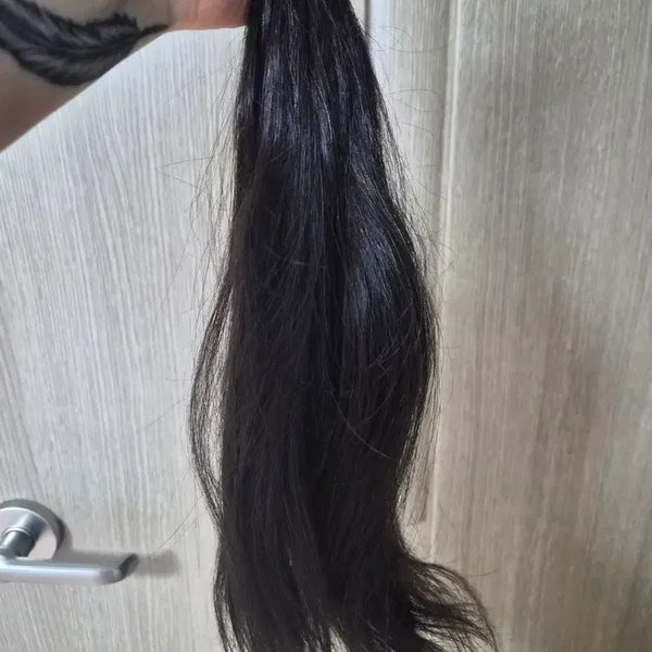 [BUNJANG] 18" Natural Black Human Hair Tape-In Extensions / 붙임머리 인모가발
