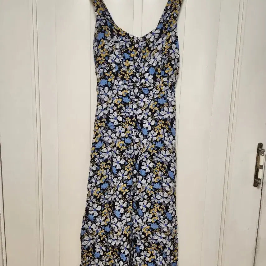 [BUNJANG] Flower Pattern Button Long Dress / 플라워패턴 버튼 롱 원피스