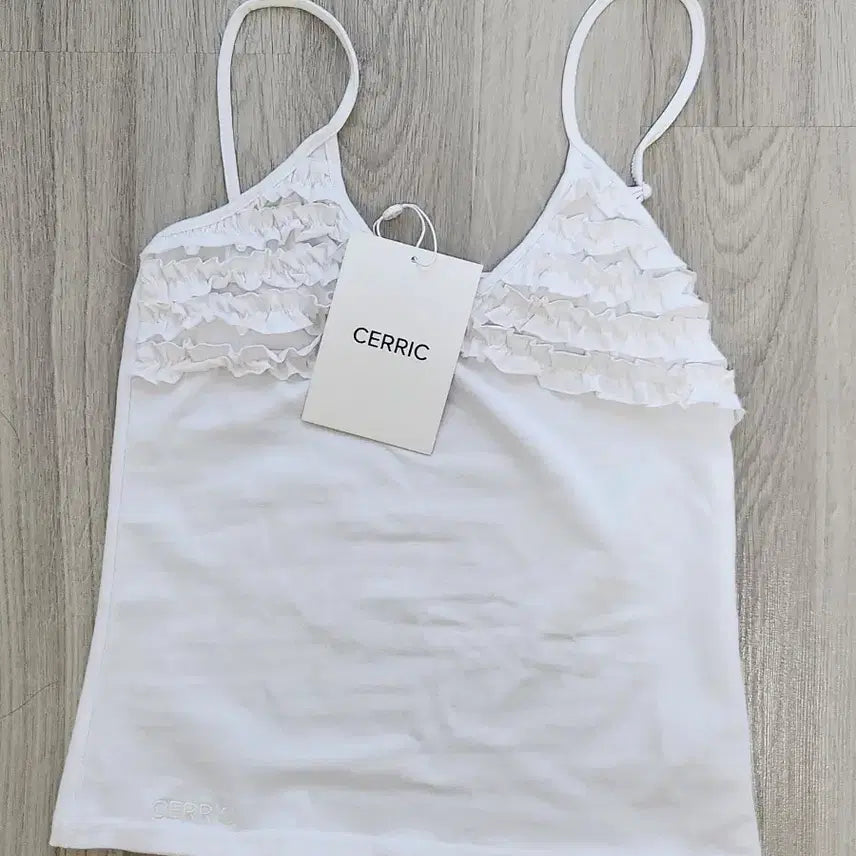 [BUNJANG] Seric Frill Bustier Sleeveless Top (White) / 택O/새상품)세릭 프릴 뷔스티에 슬리브리스(화이트)