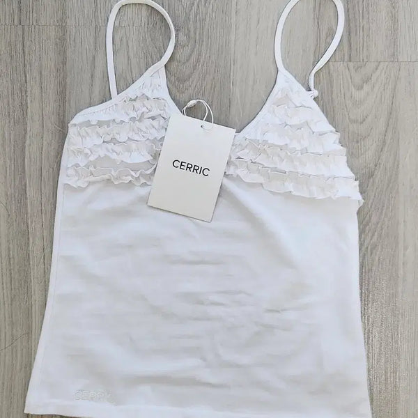 [BUNJANG] Seric Frill Bustier Sleeveless Top (White) / 택O/새상품)세릭 프릴 뷔스티에 슬리브리스(화이트)