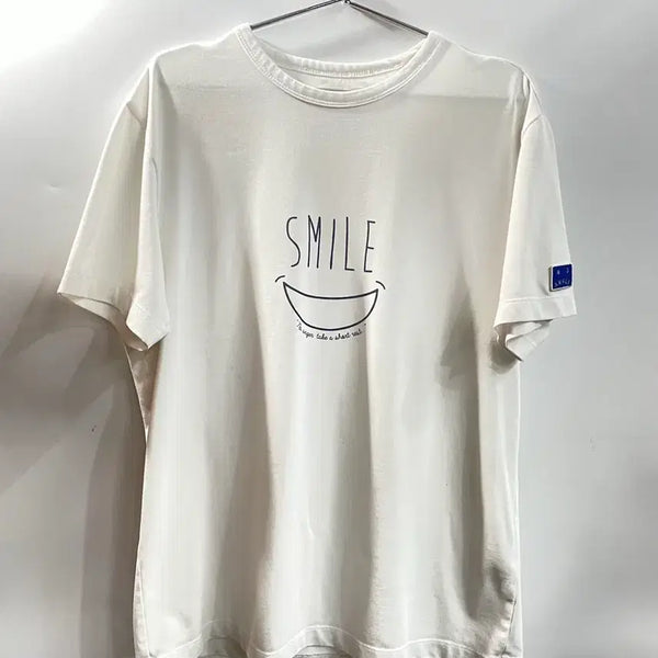 [BUNJANG] Epigram SMILE Print Hanger Embroidery Short Sleeve T-shirt (Ivory, Large) / [100(라지)]에피그램  SMILE 프린트 옷걸이 자수 반팔 티셔츠